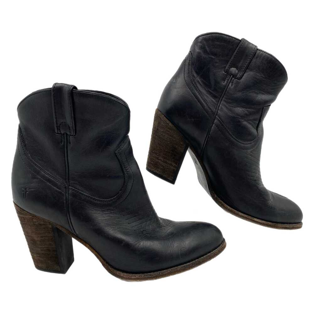 Frye Black Heeled Boots Almond Toe High Block Heel | Womens 10